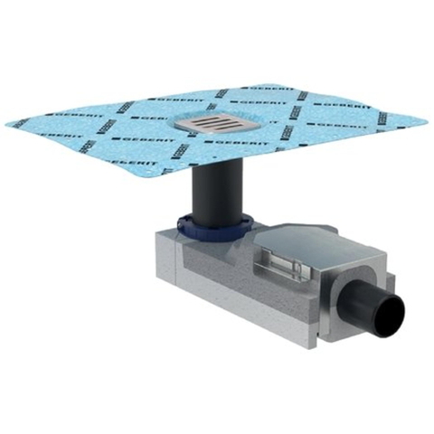 Geberit Uniflex - vloerputje - voor betegelde douche - rooster - 100x100mm - voor douches - met afvoe - grijs GA11598