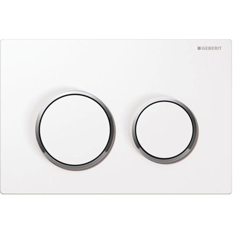 Plaque de commande Geberit Omega20 - chasse d'eau à 2 boutons - rond - blanc/chrome brillant/blanc 0700237
