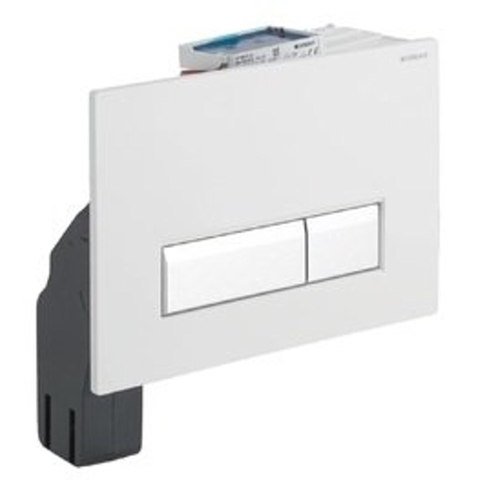Geberit Sigma40 bedieningplaat, 2-toets spoeling frontbediening voor toilet 26.6x18.2cm wit glas / aluminium OUTLETSTORE STORE41242