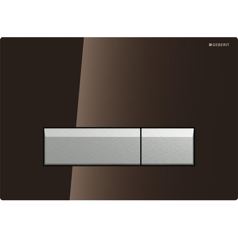 Geberit Sigma40 bedieningplaat, 2-toets spoeling frontbediening voor toilet 26.6x18.2cm umbra glas / aluminium OUTLETSTORE STORE30871