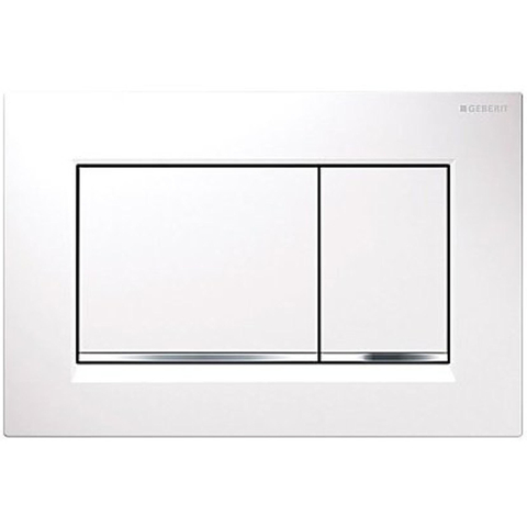 Geberit Sigma20 bedieningsplaat - 2-toets spoeling - rechthoekige knoppen - wit/glans chroom/wit - dualflush - glans wit SW61798