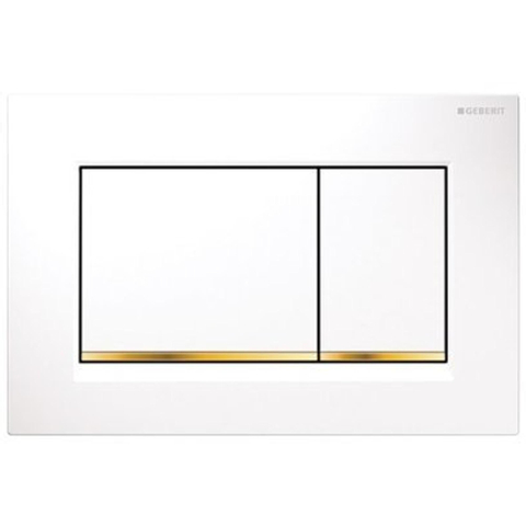 Plaque de commande Geberit Sigma20 - chasse d'eau à 2 boutons - boutons rectangulaires - blanc/or/blanc SW61799