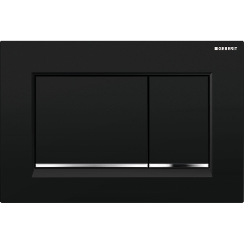 Geberit Sigma20 bedieningsplaat - 2-toets spoeling - rechthoekige knoppen - zwart/glans chroom/zwart - dualflush - glans zwart SW61801