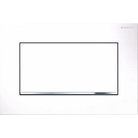 Geberit Sigma10 bedieningsplaat - 2-toets spoeling - rechthoekige knoppen - wit/chroom geborsteld/wit - verchroomd wit SW61794
