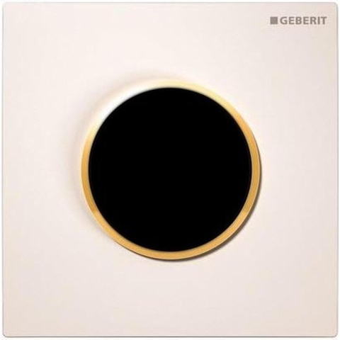 Geberit Type10 urinioir bedieningsplaat - 230V- ronde knop - wit/verguld - wit goud SW64024