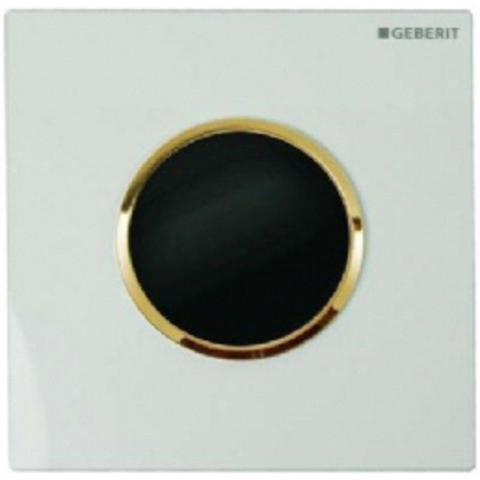 Geberit Type10 urinioir bedieningsplaat - batterij - ronde knop - wit/verguld - wit goud SW64023