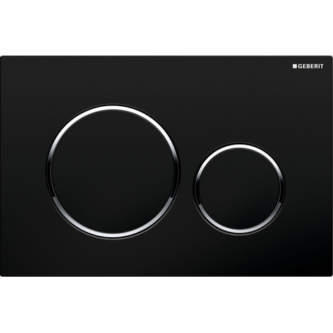 Geberit Sigma20 bedieningsplaat - 2-toets spoeling - ronde knoppen - zwart/glans chroom/zwart - dualflush - glans zwart SW53746