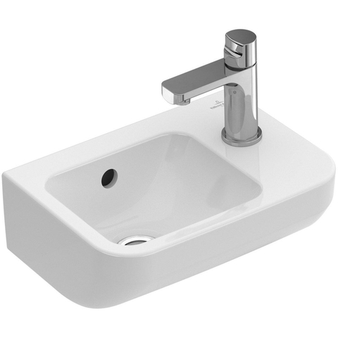 Villeroy & Boch Architectura fontein - 36x26cm - 1 kraangat rechts - met overloop CeramicPlus - White Alpine (glans wit) SW68794