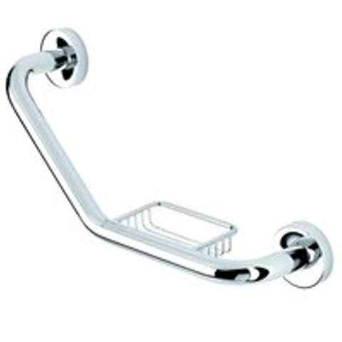 Geesa Luna barre de baignoire avec porte-savon droit chromé 0653276