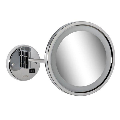 Geesa Mirror miroir grossissant – rond Ø 21,5 cm – Éclairage LED – grossissement 3x, à 1 bras – Chrome 0650385