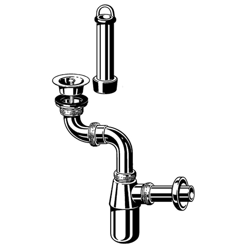 Viega siphon à gobelet gain de place ergonomique avec tube de trop-plein chrome 0080055
