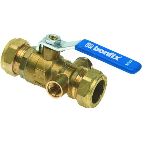 Bonfix robinet-vanne à boisseau sphérique avec orifice de purge à raccord à compression 15mm kiwa 3017458