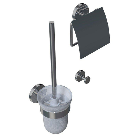 Royal plaza Salix toiletset haak+rolhouder+borstelhouder chroom SHOW26100 SHOW26100