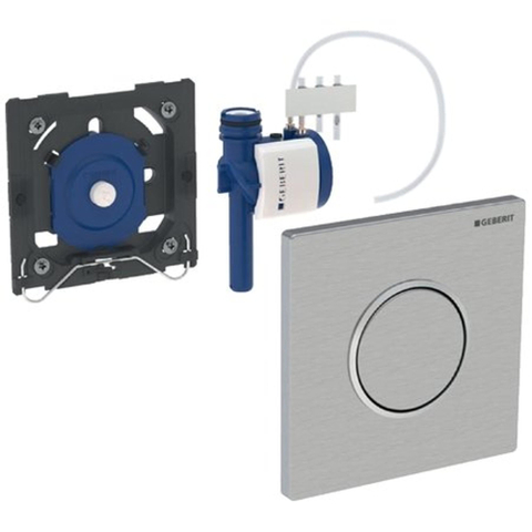 Geberit type 10 plaque de commande pour urinoir - pneumatique - bouton rond - inox brossé/easy-to-cl 0730085