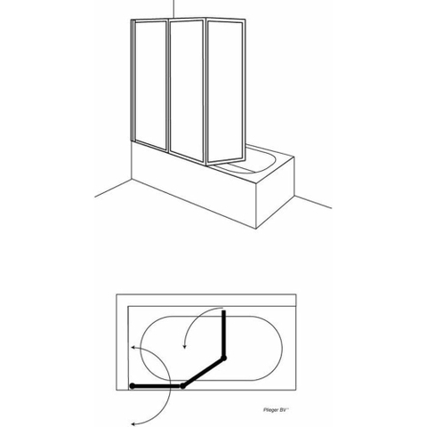 Huppe Combinett 3 delige badklapwand 140x140cm matzilver profiel en helder glas GA59496