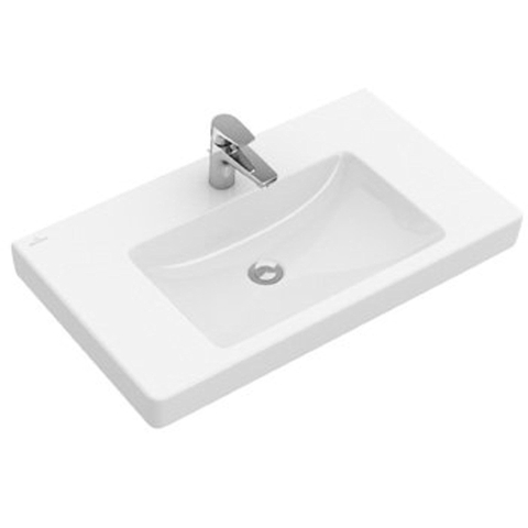 Villeroy & Boch Subway 2.0 meubelwastafel - geslepen - 100x47cm - met kraangat - met overloop - White Alpine (glans wit) 1025014