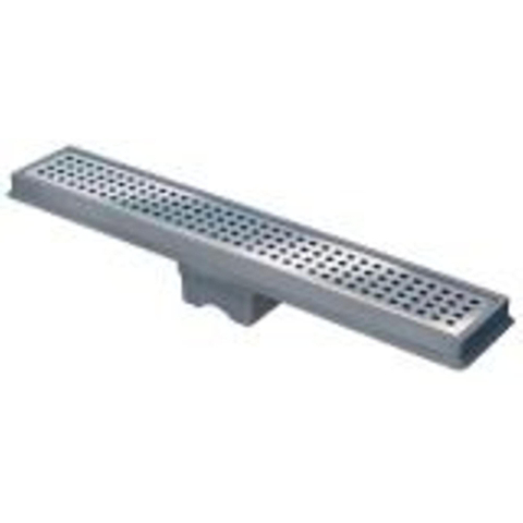 Van den Berg ABS Vloerput - flens - 360° draaibaar - inbouw 7.6cm - vergrendel baar - 19.6x19.6cm - zijuitlaat Ø50mm - waterslot 3cm - RVS 2300171