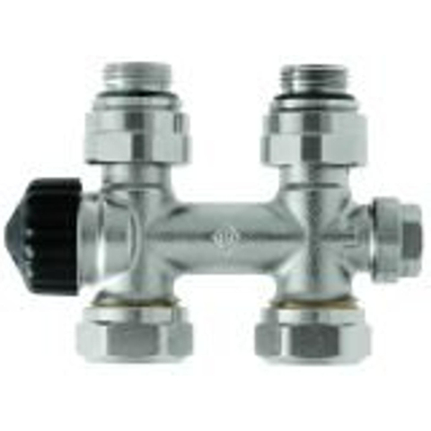 IMI Heimeier Multilux 4 1 ou 2 tubes set de bloc inférieur avec Halo, droit et coudé R1/2 - G3/4 ENTRAXE 50mm exécution design chromé SW209108