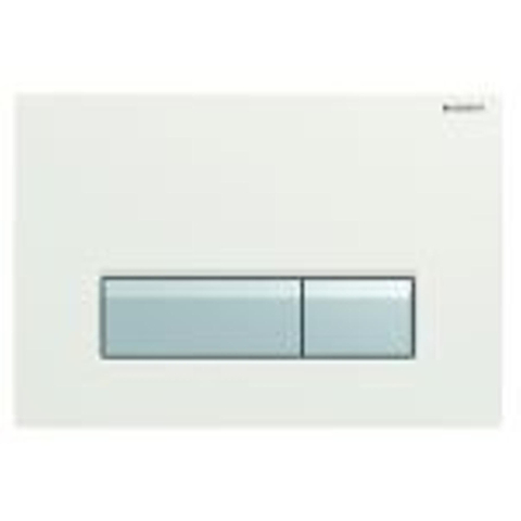 Geberit Sigma40 bedieningplaat, 2-toets spoeling frontbediening voor toilet 26.6x18.2cm wit glas / aluminium OUTLETSTORE STORE41242