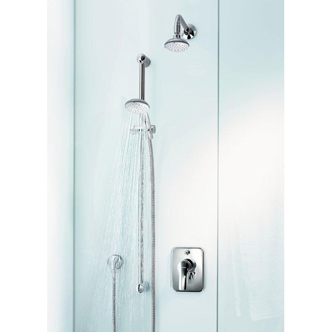 Hansa Hansabasicjet ensemble de bain douchette 1 jet D95 mm support mural douchette technologie anticalcaire flexible de douche 1500 mm chromé SW89958