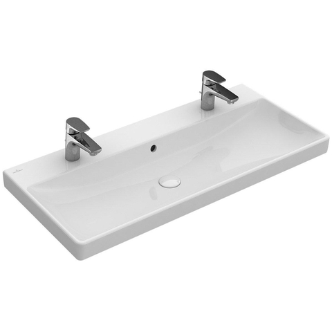 Villeroy & Boch Avento meubelwastafel - 100x47cm - 2 kraangaten - met overloop - White Alpine (glans wit) SW59853
