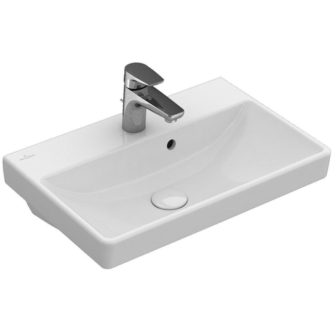 Villeroy & Boch Avento wastafel - compact - 55x37cm - met kraangat - met overloop ceramic plus - White Alpine (glans wit) SW59858