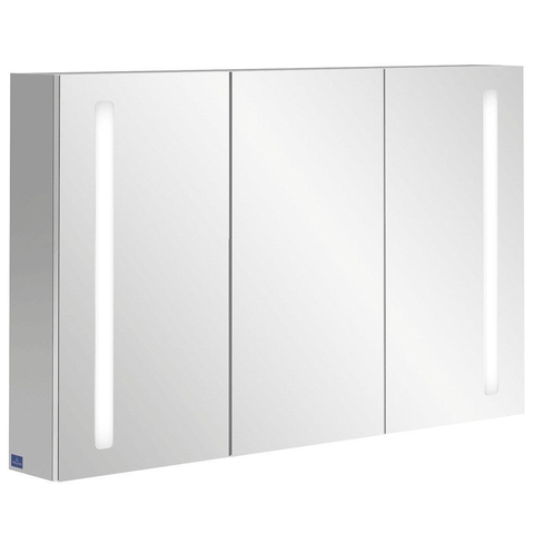 Villeroy & Boch my view 14 My View spiegelkast - met 2 deuren - met geïntegreerde LED verlichting verticaal - 120x75x17.3cm - zilver 1024982