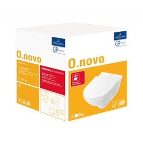 Villeroy & Boch O.novo pack wandcloset - met spoelrand - diepspoel zitting - softclose - White Alpine (glans wit) 0124208