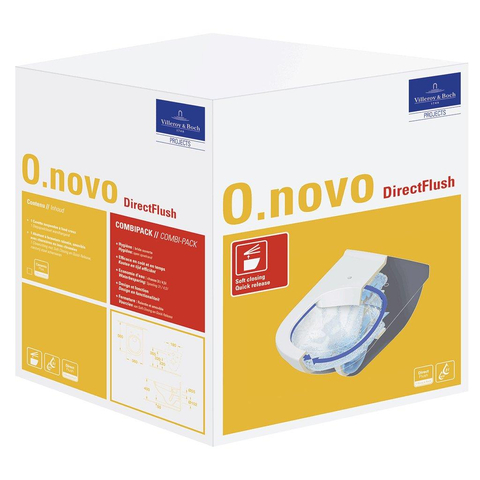 Villeroy & Boch O.novo wandcloset directflush - met zitting - softclose en quickrelease CeramicPlus - diepspoel - White Alpine (glans wit) GA18658