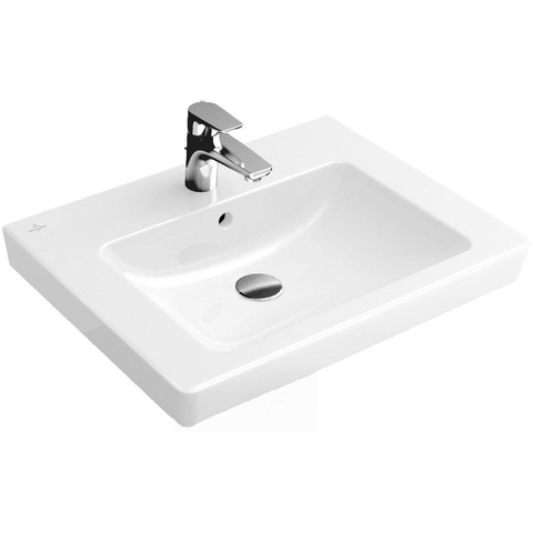 Villeroy & Boch Subway 2.0 wastafel - 55x47cm - 1 kraangat - met overloop - White Alpine (glans wit) 1024088