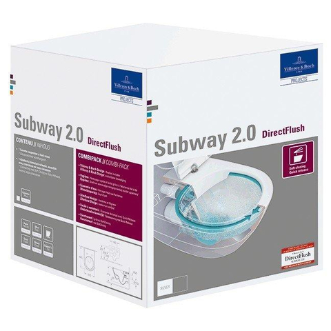 Villeroy & Boch Subway 2.0 pack wandcloset directflush - diepspoel slimseat zitting - softclose & - quickrelease - White Alpine (glans wit) GA59209