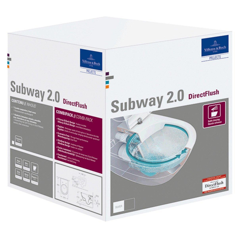 Villeroy & Boch Subway 2.0 combi pack - met wandcloset - diepspoel DirectFlush - inclusief slimseat closetzitting - softclose - White Alpine (glans wit) GA59210