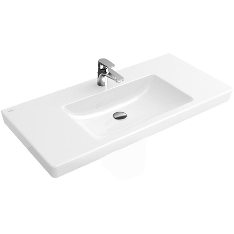Villeroy & Boch Subway 2.0 meubelwastafel - 80x47cm - 1 kraangat - met overloop CeramicPlus - White Alpine (glans wit) 1024065