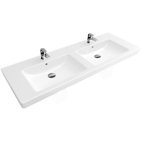 Villeroy & Boch Subway 2.0 dubbele wastafel - 1300x470mm CeramicPlus - 2 kraangaten - White Alpine (glans wit) 1024041