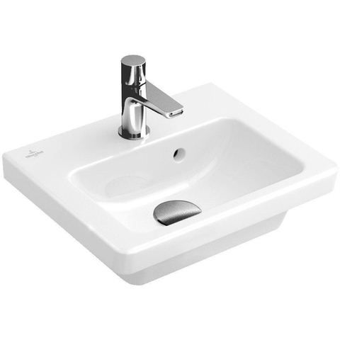 Villeroy & Boch Subway 2.0 fontein - 45x37cm - met kraangat - met overloop - White Alpine (glans wit) GA50180