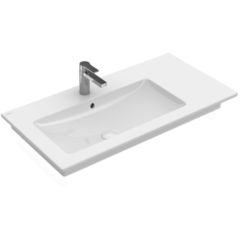 Villeroy & Boch Venticello Lavabo pour meuble avec lavabo gauche 100x50cm avec 1 trou pour robinetterie (et 2 trous perçables) avec trop plein blanc 1025126