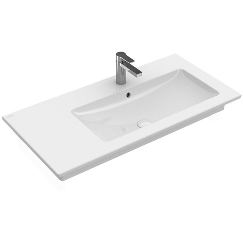 Villeroy & Boch Venticello Lavabo pour meuble avec lavabo droite 100x50cm avec 1 trou pour robinetterie (et 2 trous perçables) avec trop plein blanc 1025132