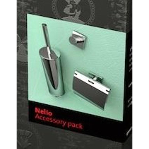 Geesa Nelio Set d'accessoires toilettes avec crochet, porte-rouleau et brosse WC Chrome GA45429
