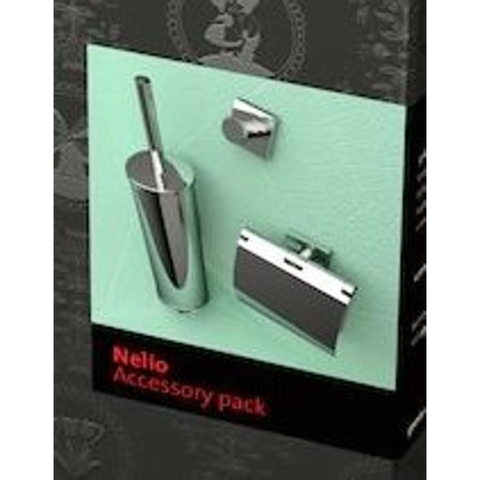 Geesa Nelio Set d'accessoires WC - Brosse de WC avec support - Porte-rouleau de toilette avec couvercle - Crochet à serviette - Chrome GA45429