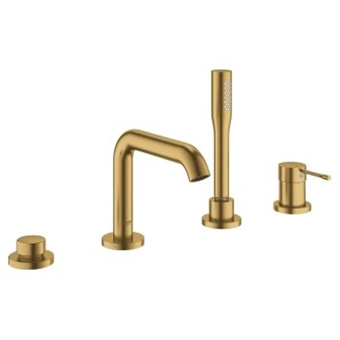 Grohe Essence New Afbouwdeel - voor 4-gats badrandcombinatie - met omstel - inclusief baduitloop - handdouche - doucheslang 200cm - brushed cool sunrise (goud) SW98805