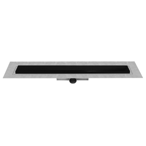 Easy Drain Compact 50 TAF Modulo caniveau de douche inox avec grille Zero+, garde d'eau 50mm 80cm profondeur d'encastrement 90mm avec sortie latérale noire SW102753