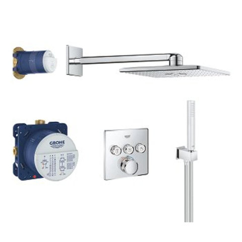 GROHE Smartcontrol Regendoucheset Inbouw - inbouwboxen - hoofddouche vierkant - staafhanddouche - chroom SW108048