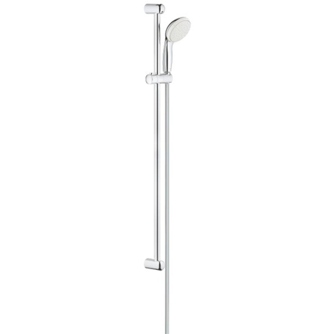 GROHE New Tempesta 100 Ensemble barre de douche - 90cm - douchette ronde - 1 type de jet - flexible de douche lisse - chrome/blanc SW108113