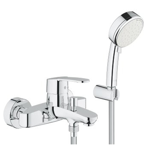 Grohe Eurostyle Cosmopolitan Badkraan - met omstel - met koppelingen - met doucheset - chroom/wit SW108055