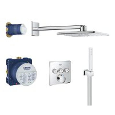 Grohe SmartControl inbouw regendoucheset – 31 cm rechthoekige hoofddouche – 2 standen – staafhanddouche – chroom SW108058