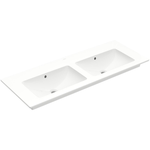 Villeroy & Boch venticello dubbele meubelwastafel - 130x50cm - zonder kraangat - met overloop - White Alpine (glans wit) 1025104