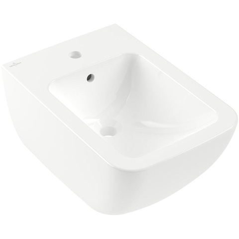 Villeroy & Boch venticello wandbidet - met 1 kraangat - 37.5x56cm - met overloop CeramicPlus - White Alpine (glans wit) 1025163