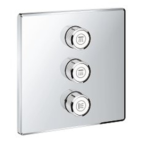 Grohe SmartControl partie extérieure de robinet d'arrêt - 3 boutons - adaptée à 3 fonctions - carrée - chrome SW104924