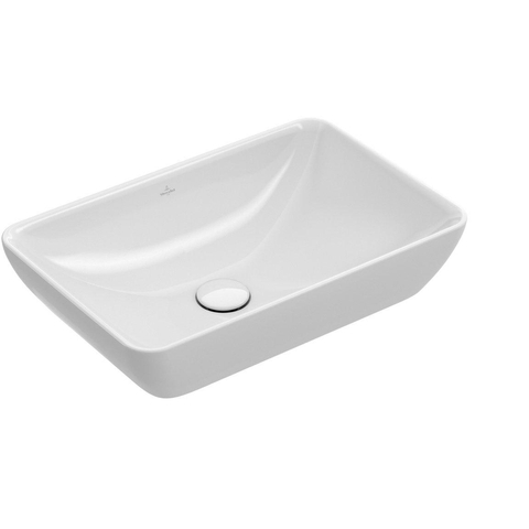 Villeroy & Boch venticello semi - inbouw opzetwastafel - zonder kraangat - 55x36cm - met overloop CeramicPlus - White Alpine (glans wit) 1025159