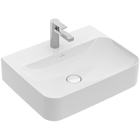 Villeroy & Boch Finion lavabo - dessous meulé 1 trou de robinet 60x47cm - ceramic+ avec trop-plein dissimulé blanc SW106476